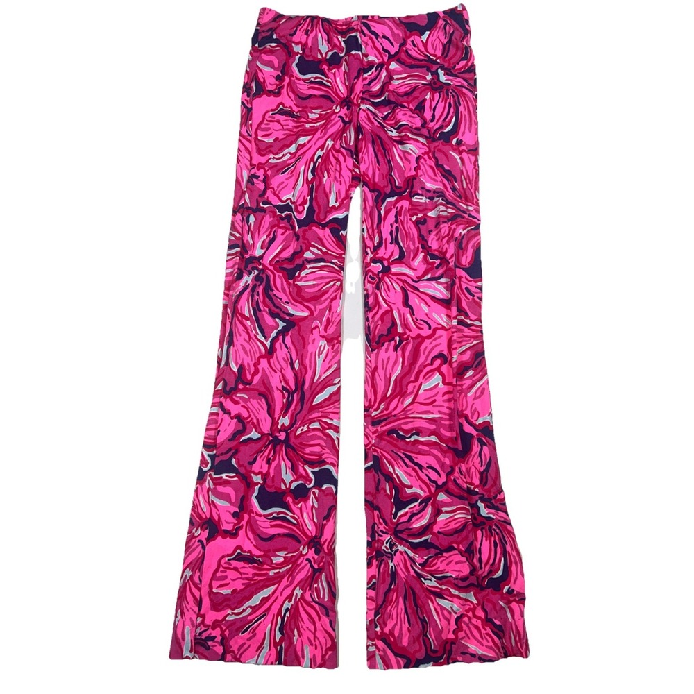 Lilly Pulitzer Womens Georgia May Palazzo Pants XS Navy Pink Floral‎ HEMMED